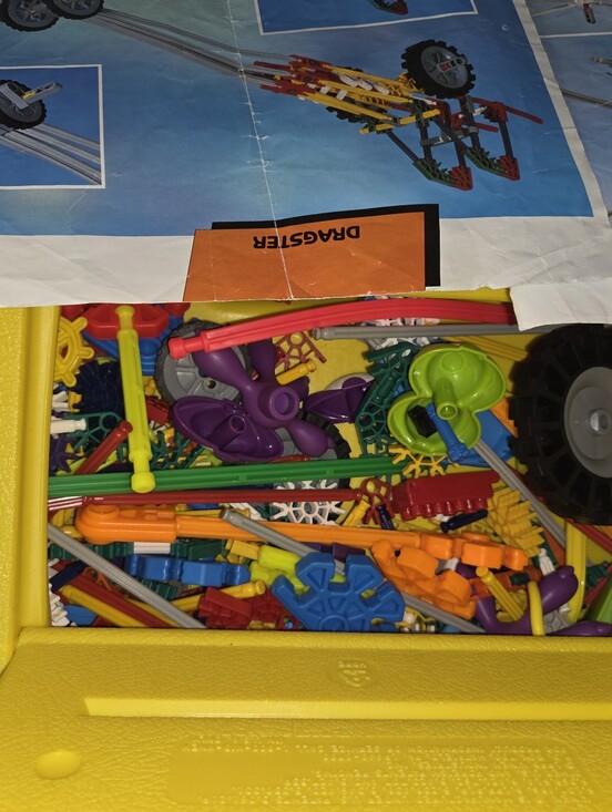 K'Nex Other - Vintage Knex Yellow Storage Case with Knex Box W/ Manuals, Pieces